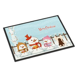 Merry Christmas Carolers Chinese Crested Doormat