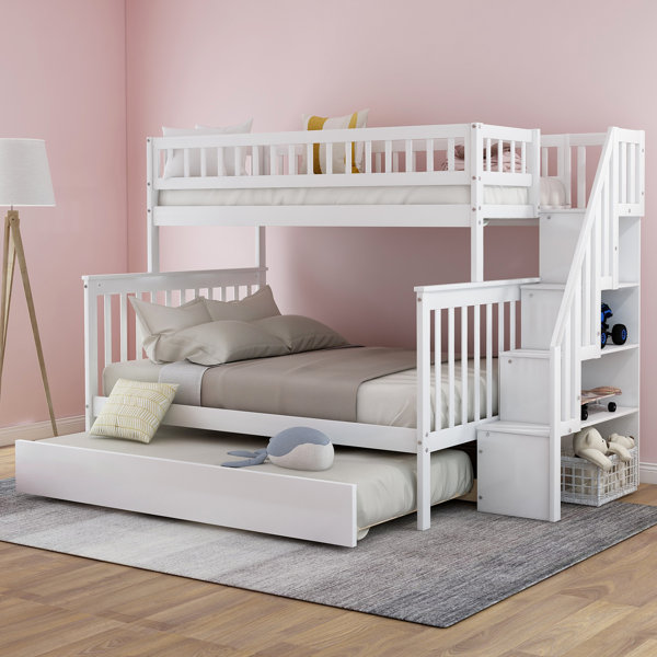 Trundle Bed With Shelves Wayfair Here the shelves were taken up close to the ceiling and match up with the widths of the ceiling arches. trundle bed with shelves