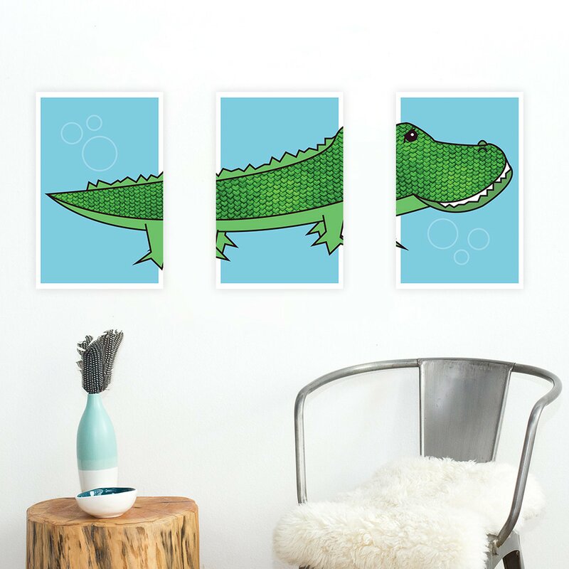 Children Inspire Design Alligator Canvas Art Set Of 3 Wayfair Ca