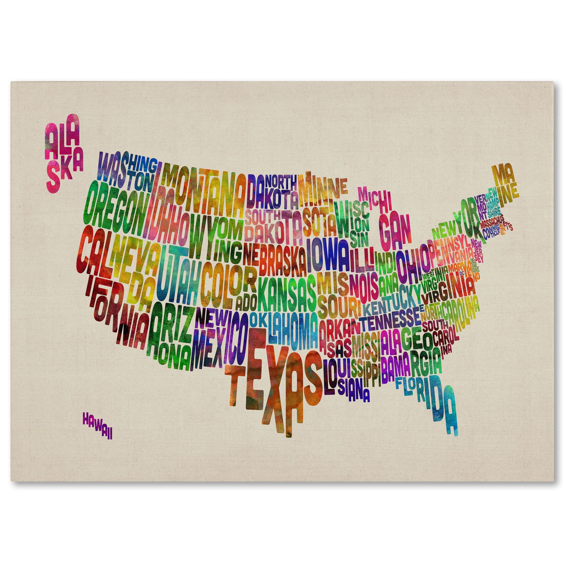 Trademark Art Usa States Text Map By Michael Thompsett Framed Textual Art On Wrapped Canvas Reviews Wayfair