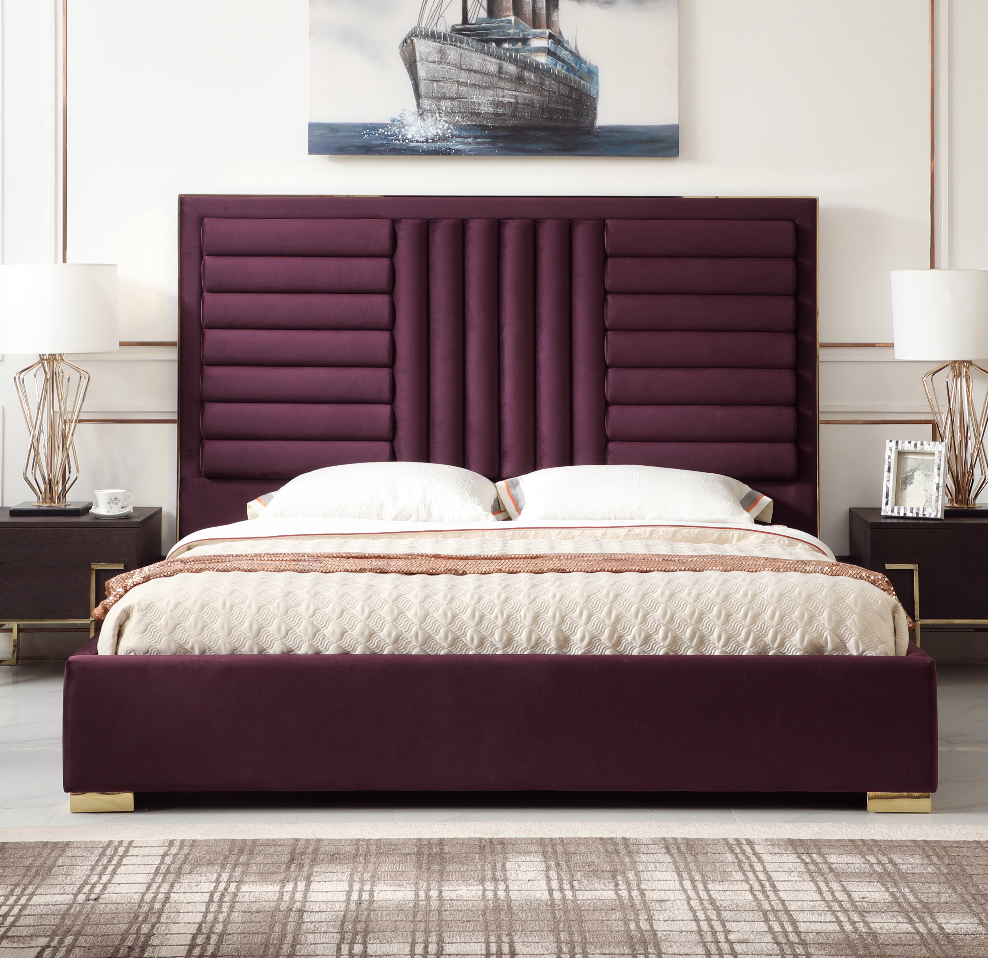 king tufted platform bed