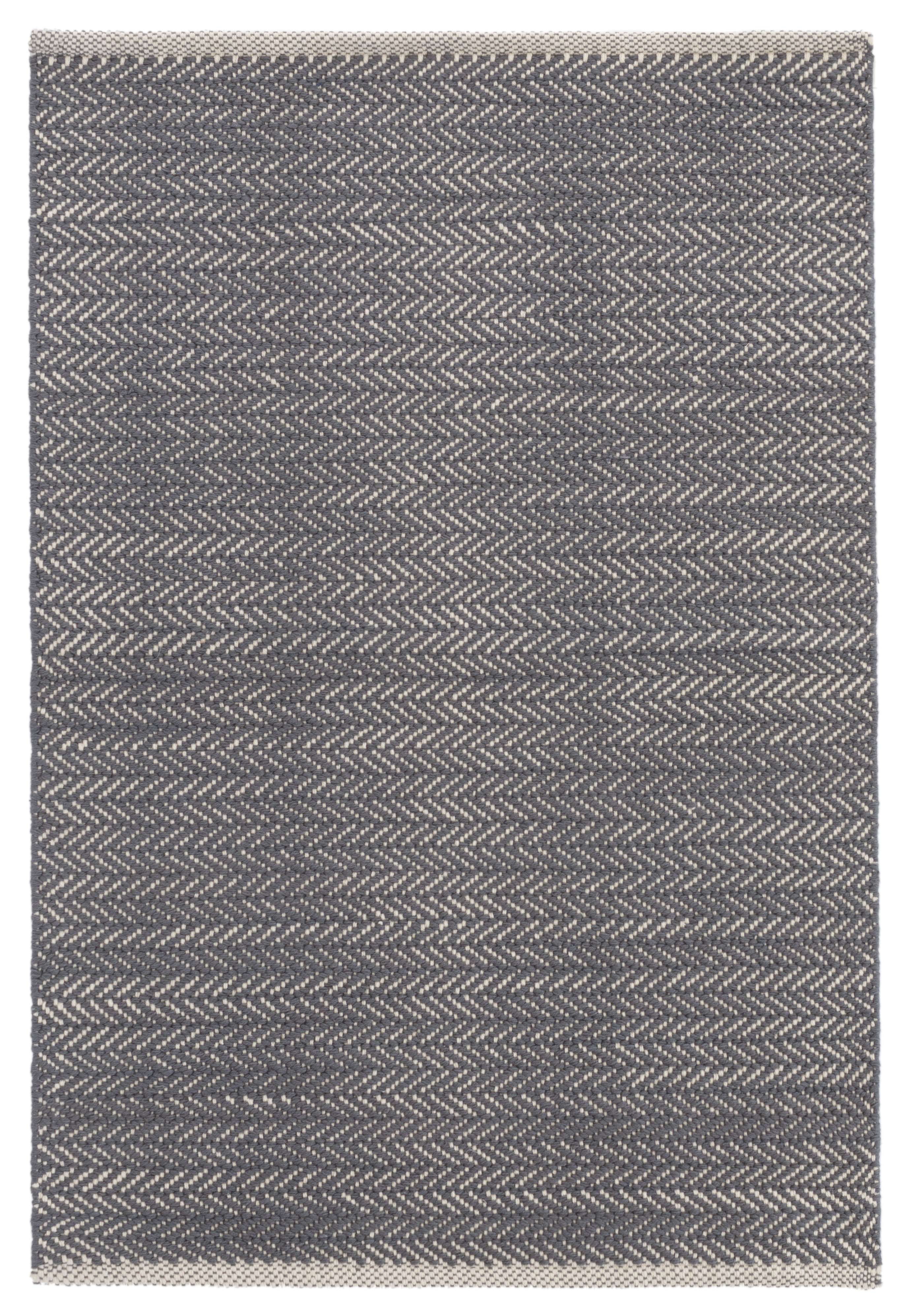 Dash and Albert Rugs Herringbone Flatweave Cotton Area Rug in Shale