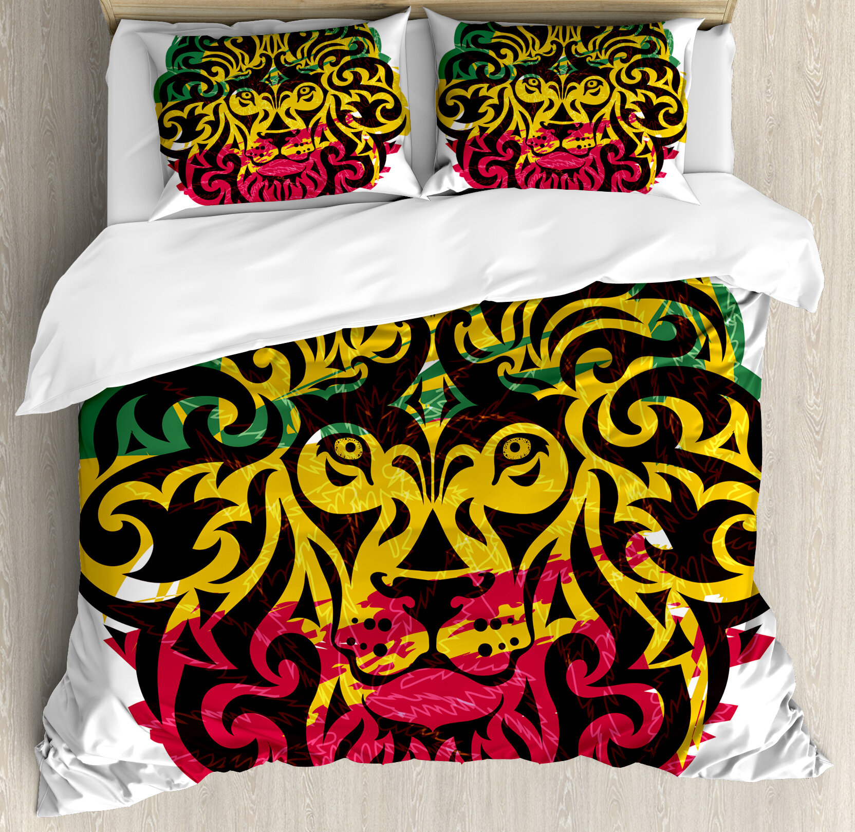 Ambesonne Rasta African Ethiopian Culture Wild Lion Head Grunge