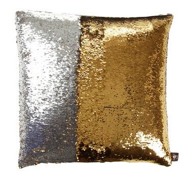Online Designer Combined Living/Dining Mermaid Sequins Throw Pillow Color: Black/Gold