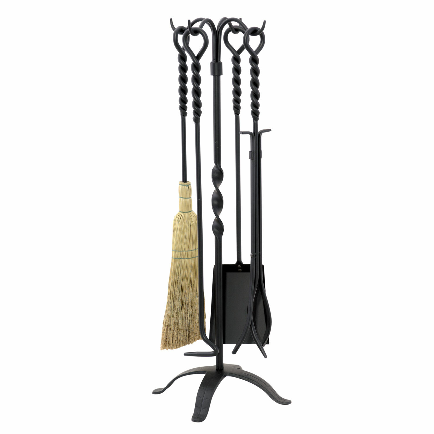 Uniflame 5 Piece Wrought Iron Twist Fireplace Tool Set With Stand