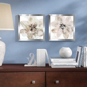 'Corolla III - Neutral' 2 Piece Framed Print Set on Glass