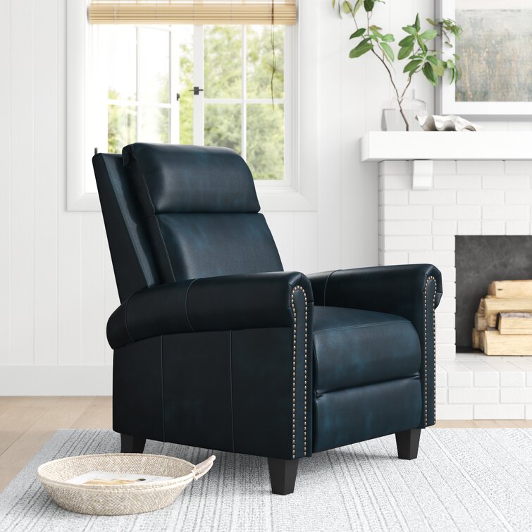 wayfair blue leather recliner