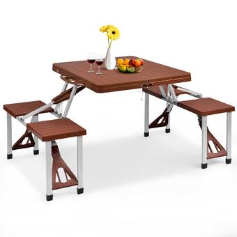 folding table with stools