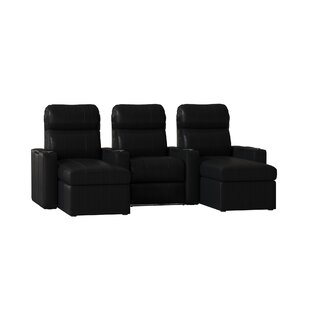 Contemporary Upholstered Leather Home Theater Sofa (Row Of 3) By Red Barrel Studio
