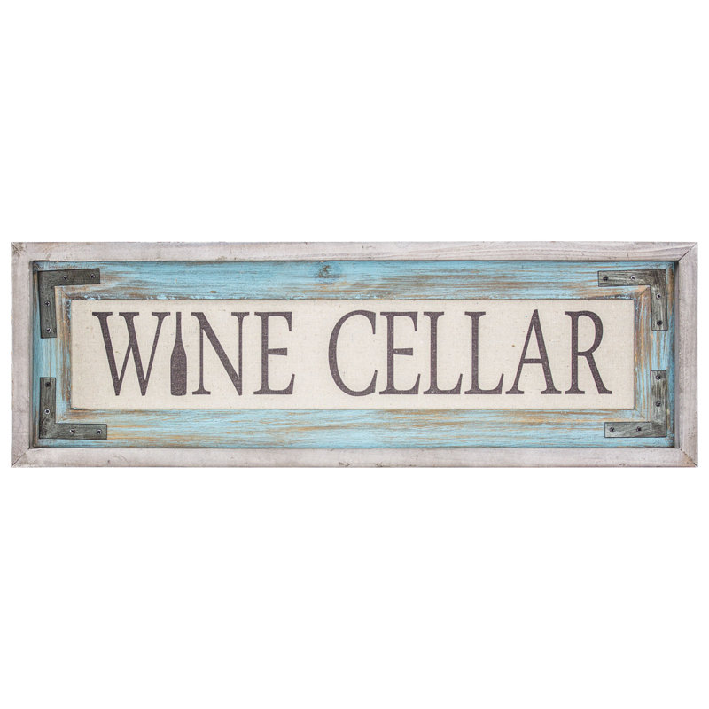 August Grove Wine Cellar Wood Framed Canvas Sign Farmhouse Wall