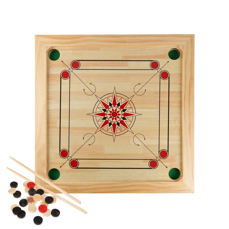 Large Carrom 33 x 33'' Board Coins & Striker Set Great Quality Family Game 