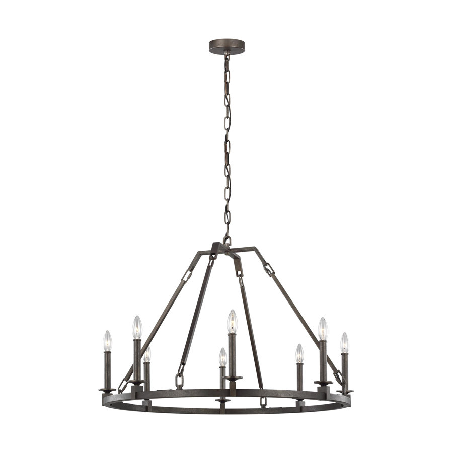Dhruv 8 - Light Candle Style Wagon Wheel Chandelier