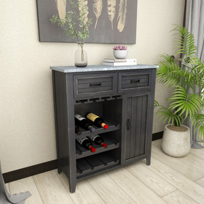 Ramon Traditional 12-Bottle Bar Cabinet with Suspended Rack