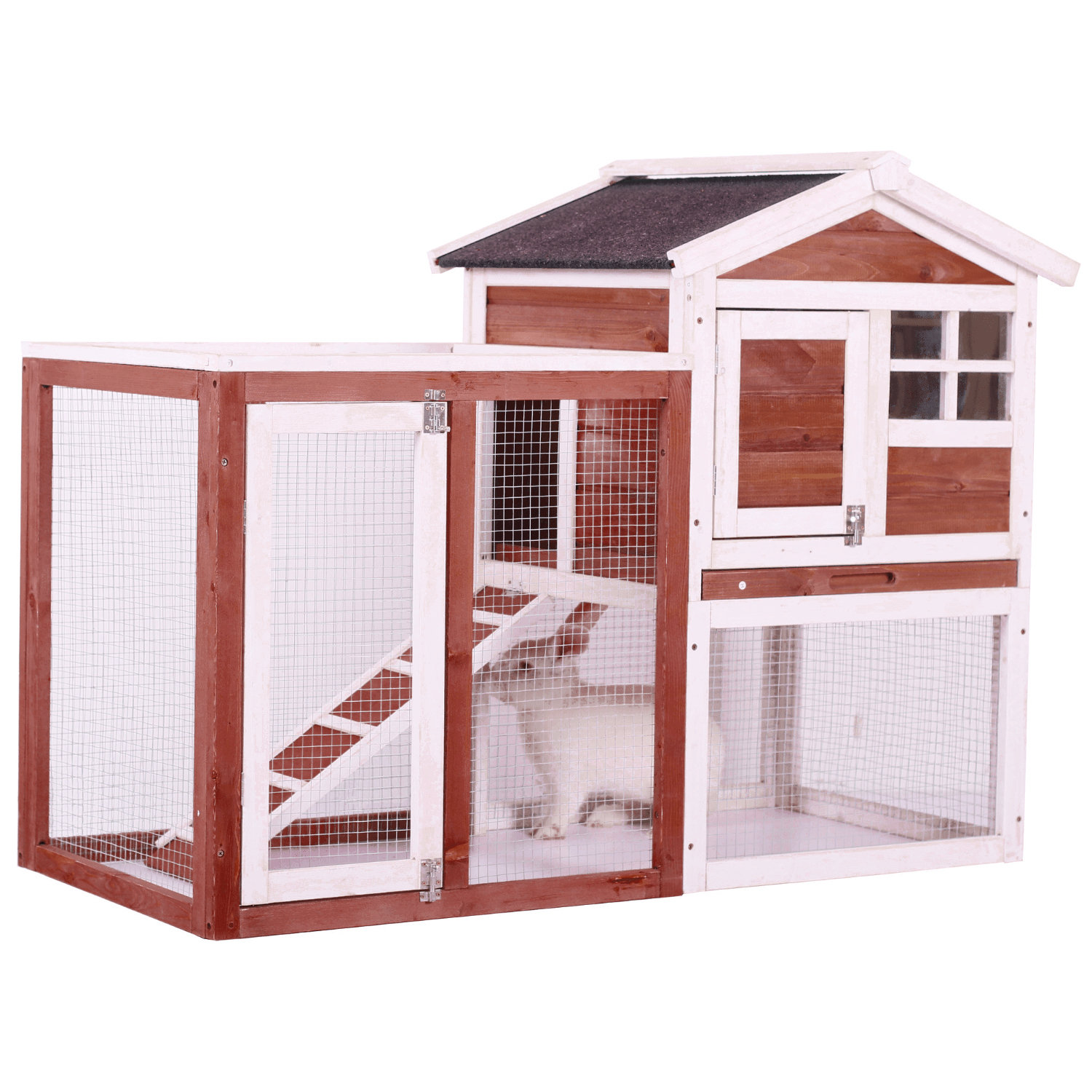 Large Chicken Coop Walk-in Metal Poultry Cage House Rabbits Habitat Cage Spire Shaped Coop with Waterproof and Anti-Ultraviolet Cover for Outdoor Backyard Farm Use 9.8 L x 26.2 W x 6.56 H