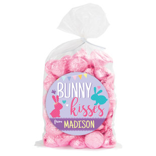 72 Piece Bunny Kisses Personalized Sticker And Treat Bag Poly-Coated Disposable Party Favor Set by CPS 2019 Sale