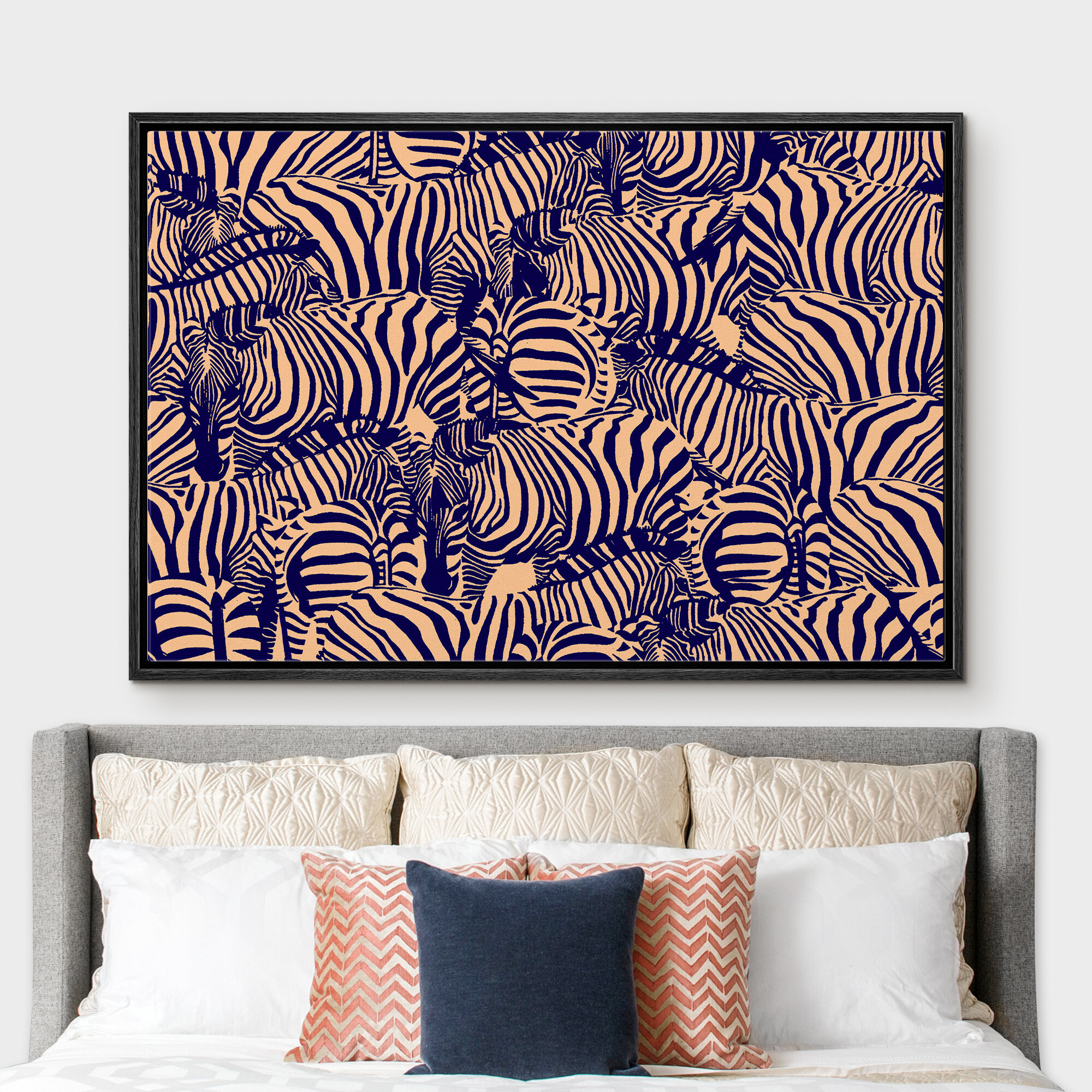 IDEA4WALL Profile Of Zebra Herds Line Art - Floater Frame Graphic Art ...