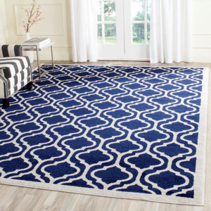 Carman Power Loom Navy/Beige Indoor/Outdoor Area Rug