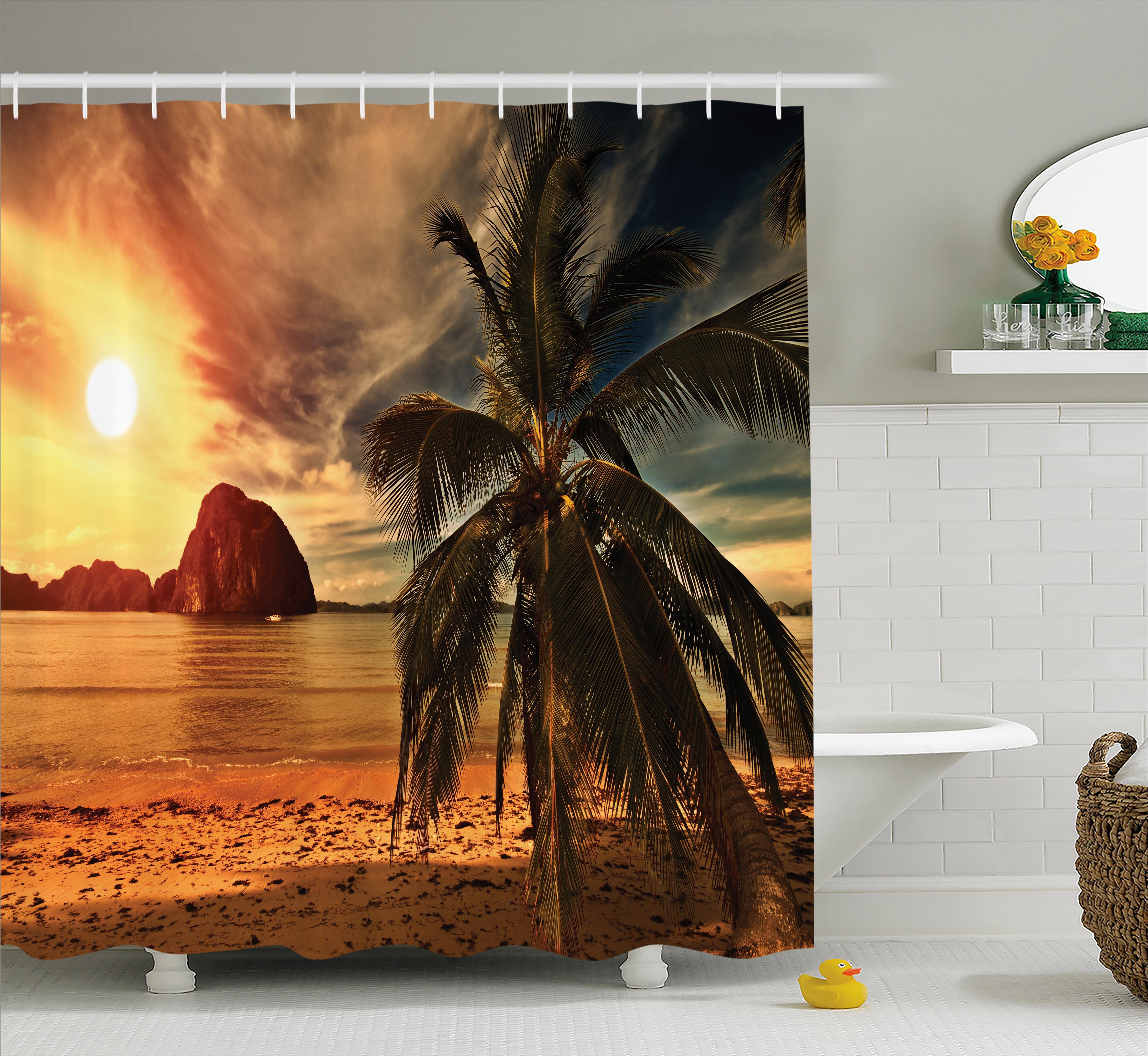 East Urban Home Tropic Coconut Palm Tree Beach Single Shower Curtain ...