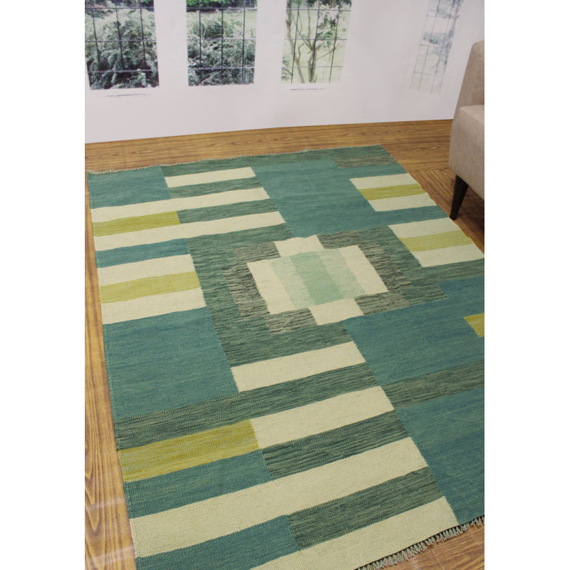 Latitude Run Ames Striped Handmade Kilim Wool Ivory Area Rug Wayfair