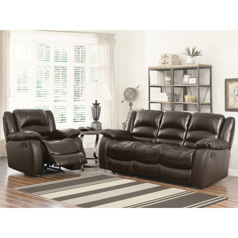 Darby Home Co Jorgensen 2 Piece Leather Reclining Living Room Set