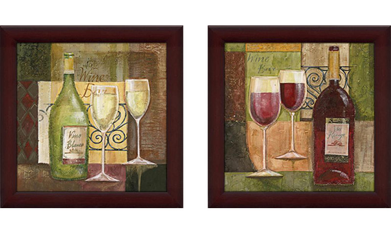 Fleur De Lis Living Red Wine Bar 2 Piece Framed Acrylic Painting