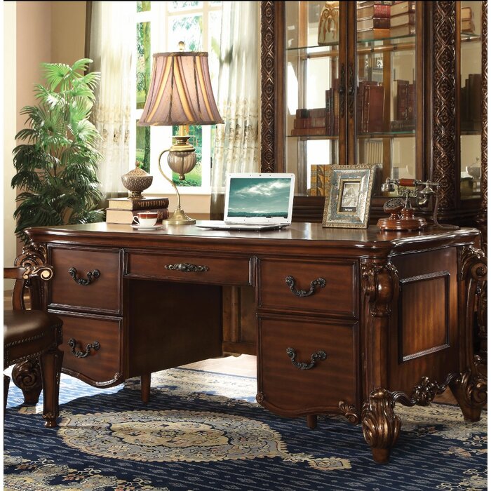 Astoria Grand Perlog Solid Wood Executive Desk Wayfair