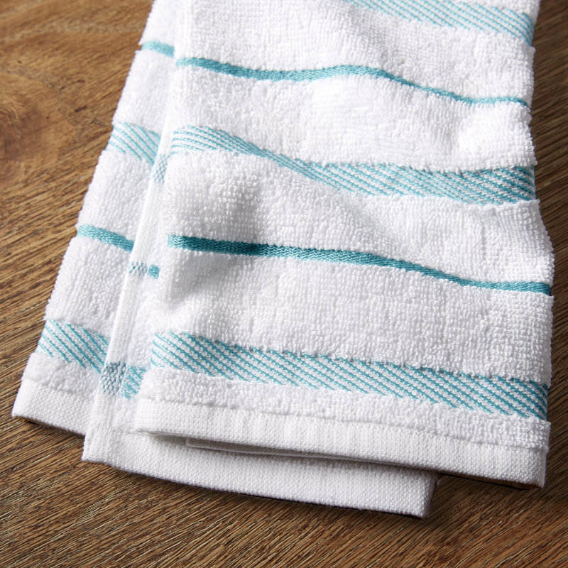 Southern Living Set Of 2 KitchenCotton Tea Towels Aqua Floral /& Plaid New
