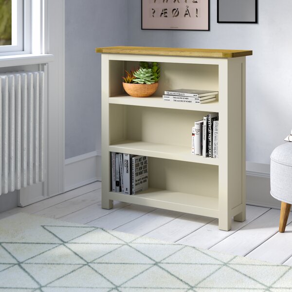 Country Cream Painted Low Narrow Bookcase Book Rack Bookcases