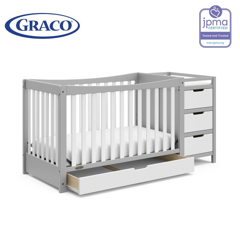 graco remi 4 in 1 convertible crib and changer combo white
