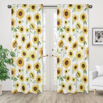 Sheer Voile Curtains Sun Flower Drape Panel,Room Door Divider Home Decor 
