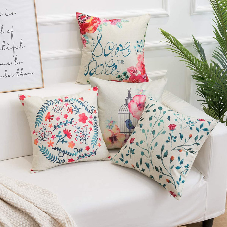 Spring Floral Sofa Pillowcase Throw Pillow Case Home Cushion Cover Decors 