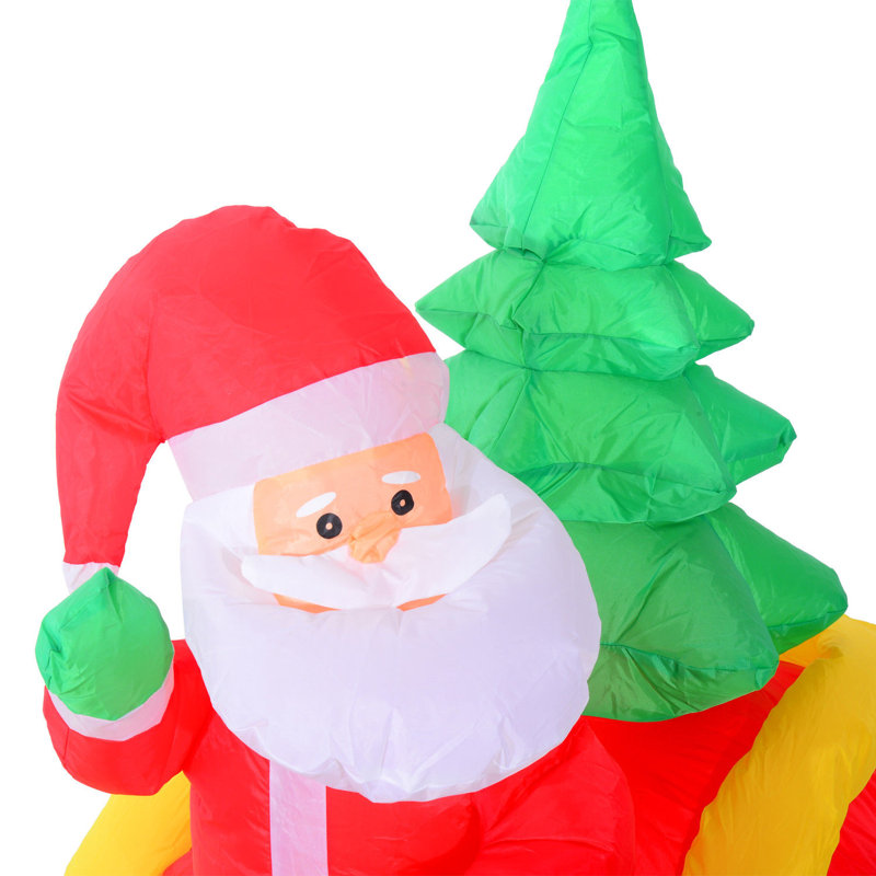 Homcom Inflatable Led Lit Christmas Santa And Reindeer Lawn Yard