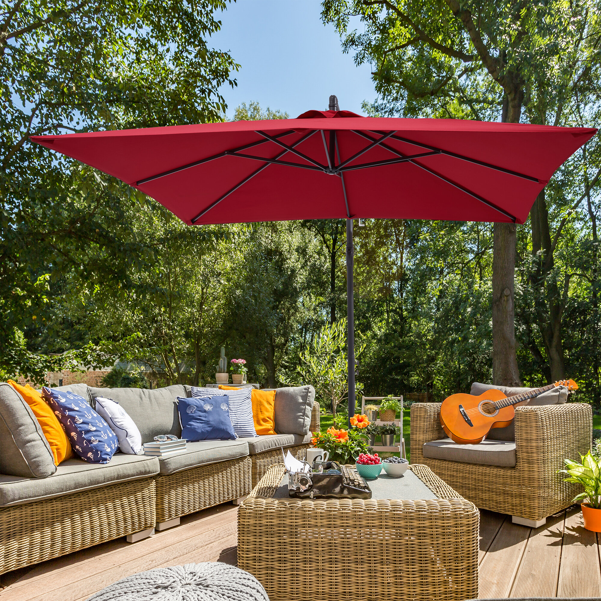 Arlmont & Co. Donrico 98.40'' Square Cantilever Umbrella | Wayfair