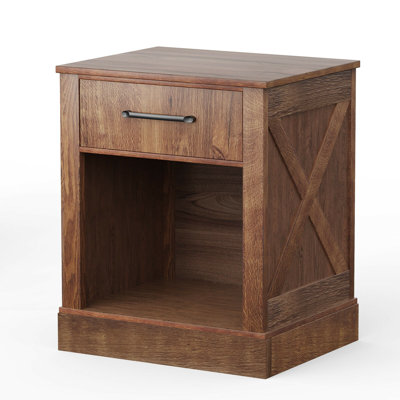 Laughter Modern Nightstand With Drawer And Storage Shelf,Brown