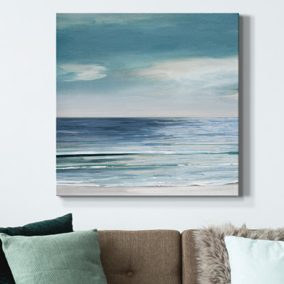 Blue Silver Shore I - Wrapped Canvas Painting Print
