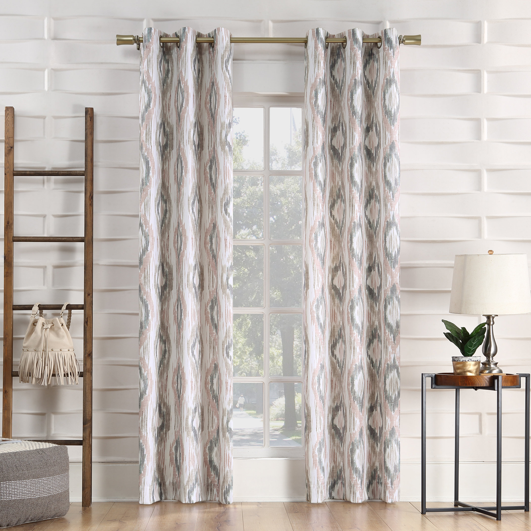 Bungalow Rose Eske Ikat Semi Sheer Grommet Single Curtain Panel Reviews Wayfair