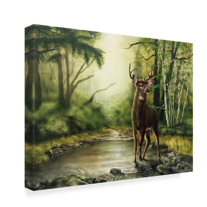 Millwood Pines Deer In Woods Acrylic Painting Print On Wrapped
