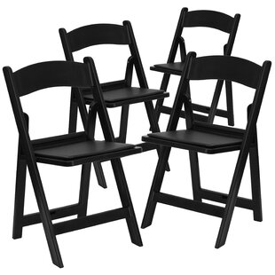 Set of 4 Black Metal Frame PVC Cushion Padded Folding Chairs Meeting Room 