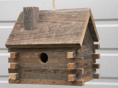 cedar  log house look With 4x4 post mount bird house 