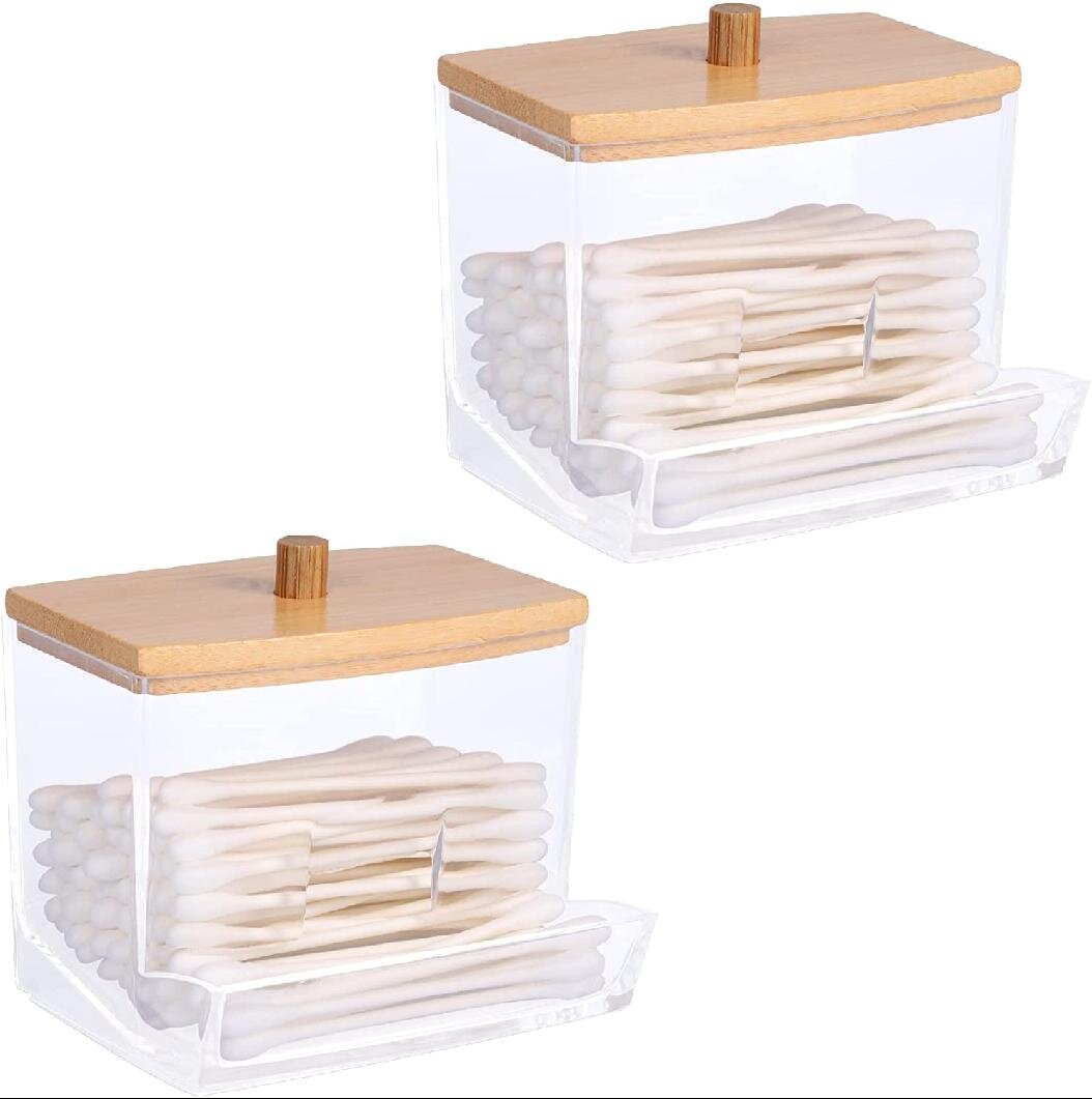 Storage Canister Clear Plastic Jar for Cotton Ball Swab Dispenser Case Box Tool 