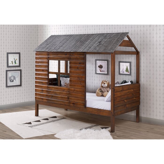 Zoomie Kids Magana Log Cabin Twin Loft Bed Wayfair