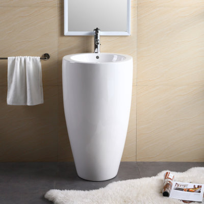 Vitreous China 20 Pedestal Bathroom Sink With Overflow Fine Fixtures