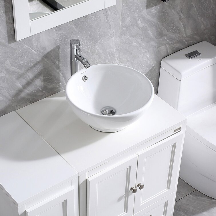 Modern Ceramic Porcelain Bathroom Sink Vessel Vanity Bowl Basin w/ Pop Up Drain 
