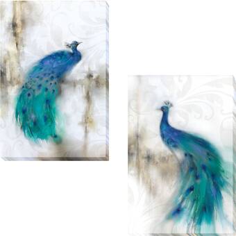 Jewel Plumes I and II by J. P. Prior - 2 Piece Painting Set Print on Canvas (Set of 2)