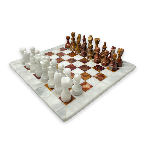18" Black & White Marble Chess Game 32 Piece Set 4" King New 