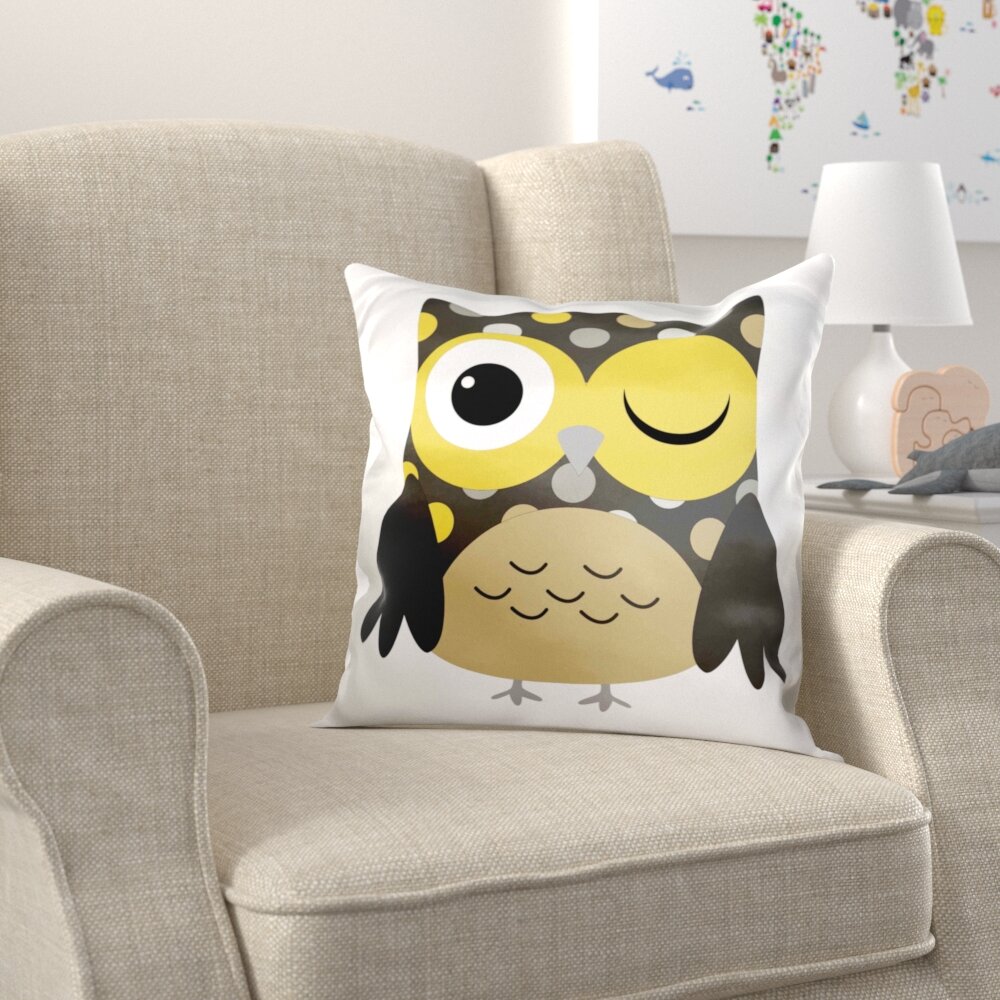 Zoomie Kids Cramer Cute Polka Dot Owl Pillow Cover Wayfair