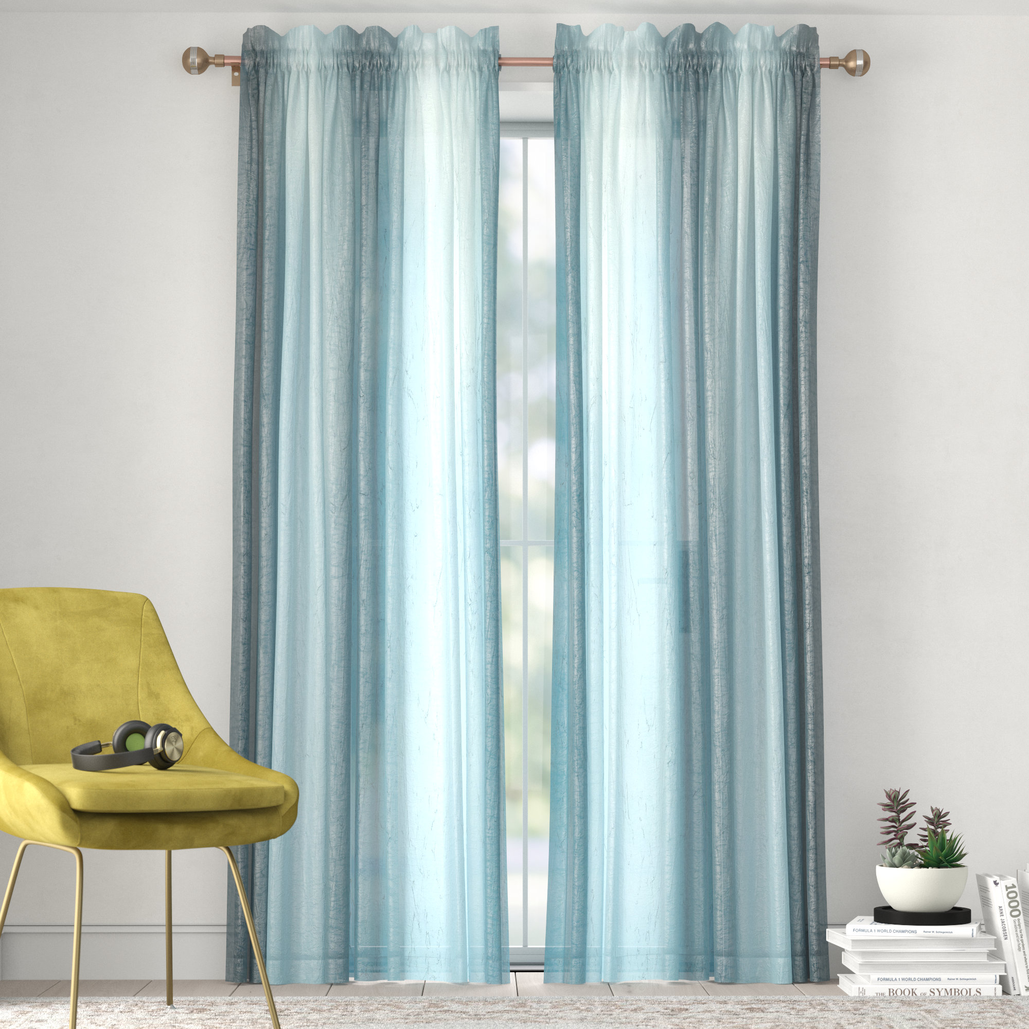 Window Curtain Panel Rainbow Multi-Color Pink//Orange Semi-Sheer Light Filtering