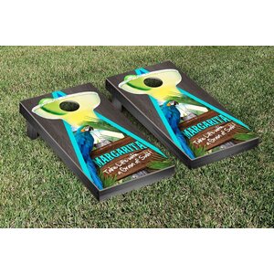 Margarita Beach Themed Onyx Stained Triangle Version 1 Cornhole Game Set