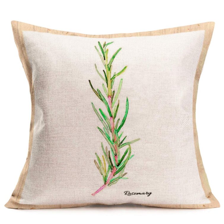 Green Polypodium Leaves Plants Cotton Linen Pillow Case Decorative Cushion Cover