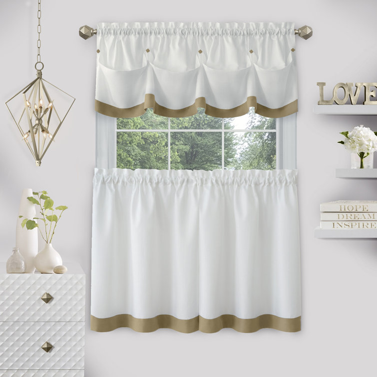 Lana Solid Color Tailored 58'' Kitchen Curtain